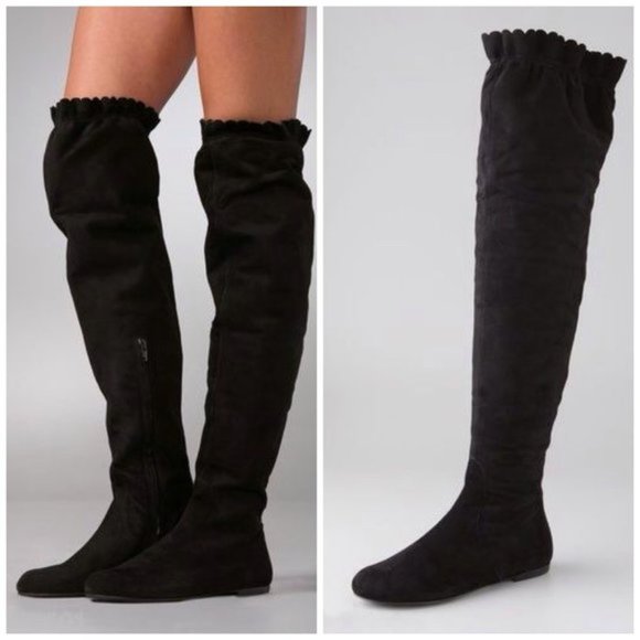 Marc Jacobs OTK Black Over The Knee Thigh High Suede Boots 6 EU 36 STREET WEAR